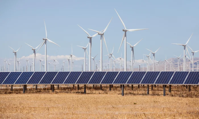 Aerial view of a coastal harbor